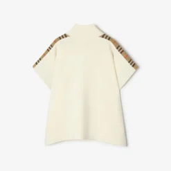 Check Trim Wool Cape