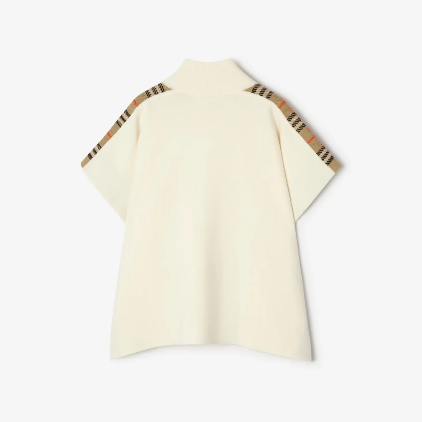 Check Trim Wool Cape