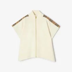 Check Trim Wool Cape