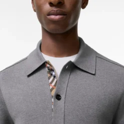 Check Trim Wool Cardigan