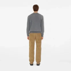 Check Trim Wool Sweater
