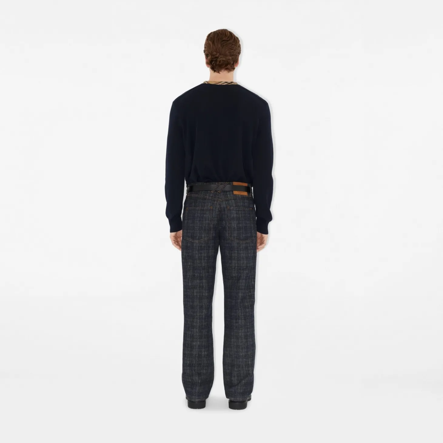 Check Trim Wool Sweater