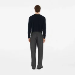 Check Trim Wool Sweater
