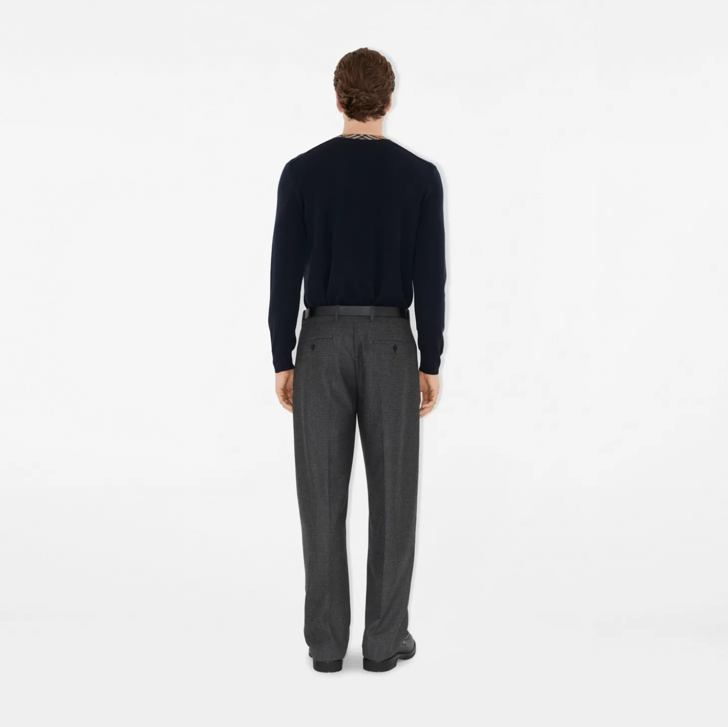 Check Trim Wool Sweater