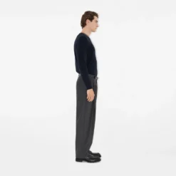 Check Trim Wool Sweater