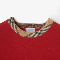 Check Trim Wool Sweater