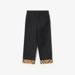 Check Turn-up Cotton Trousers