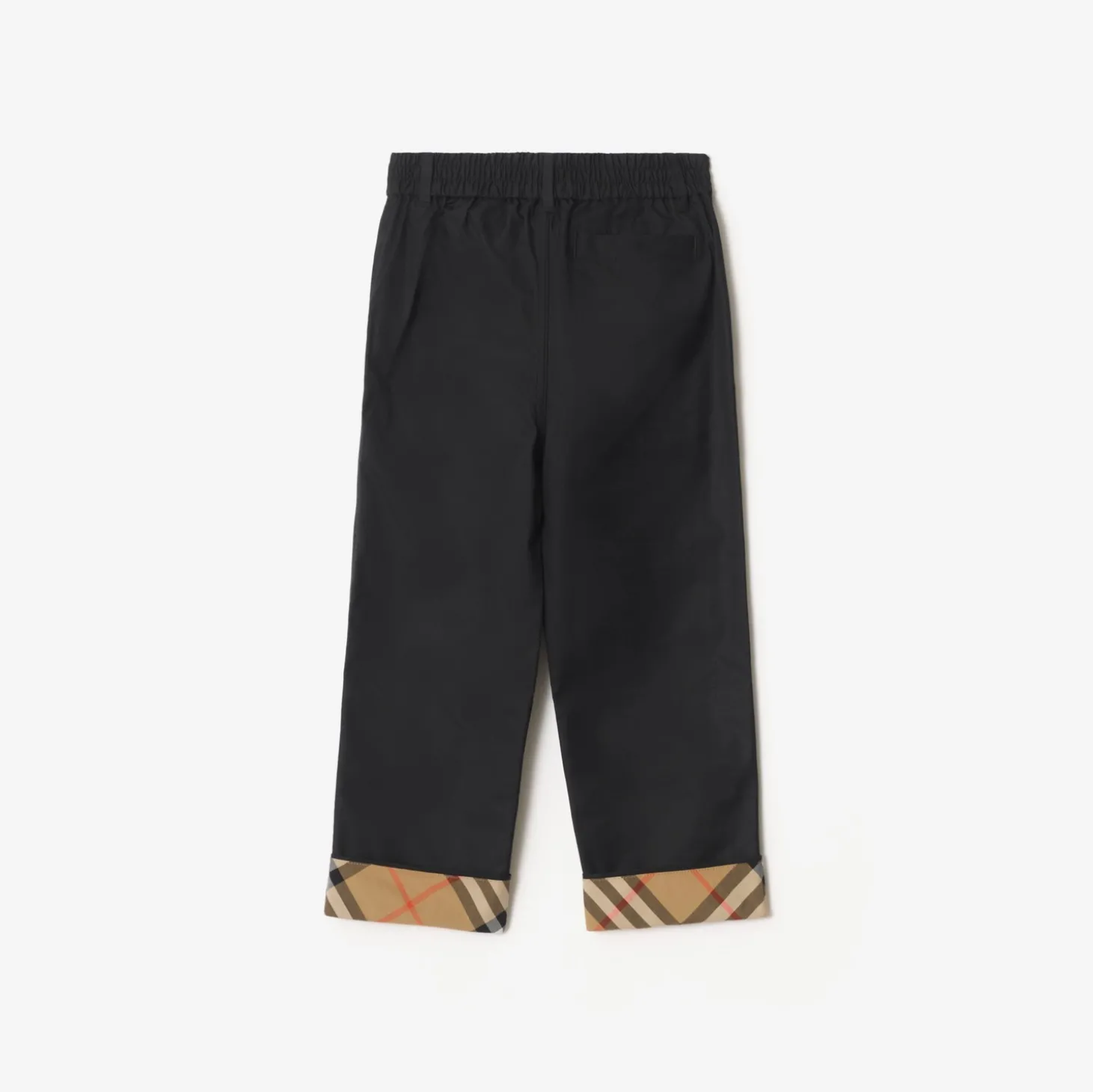 Check Turn-up Cotton Trousers