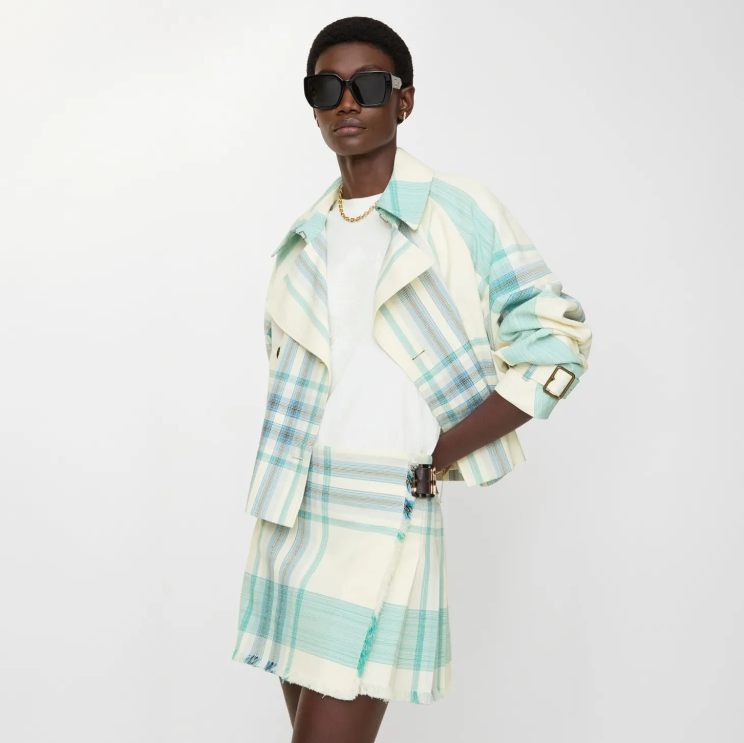 Check Viscose Blend Mini Kilt