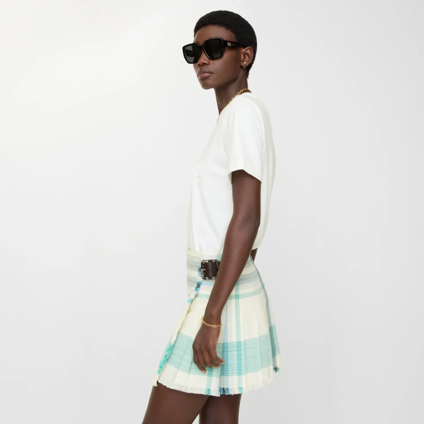 Check Viscose Blend Mini Kilt