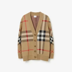 Check Wool Blend Cardigan
