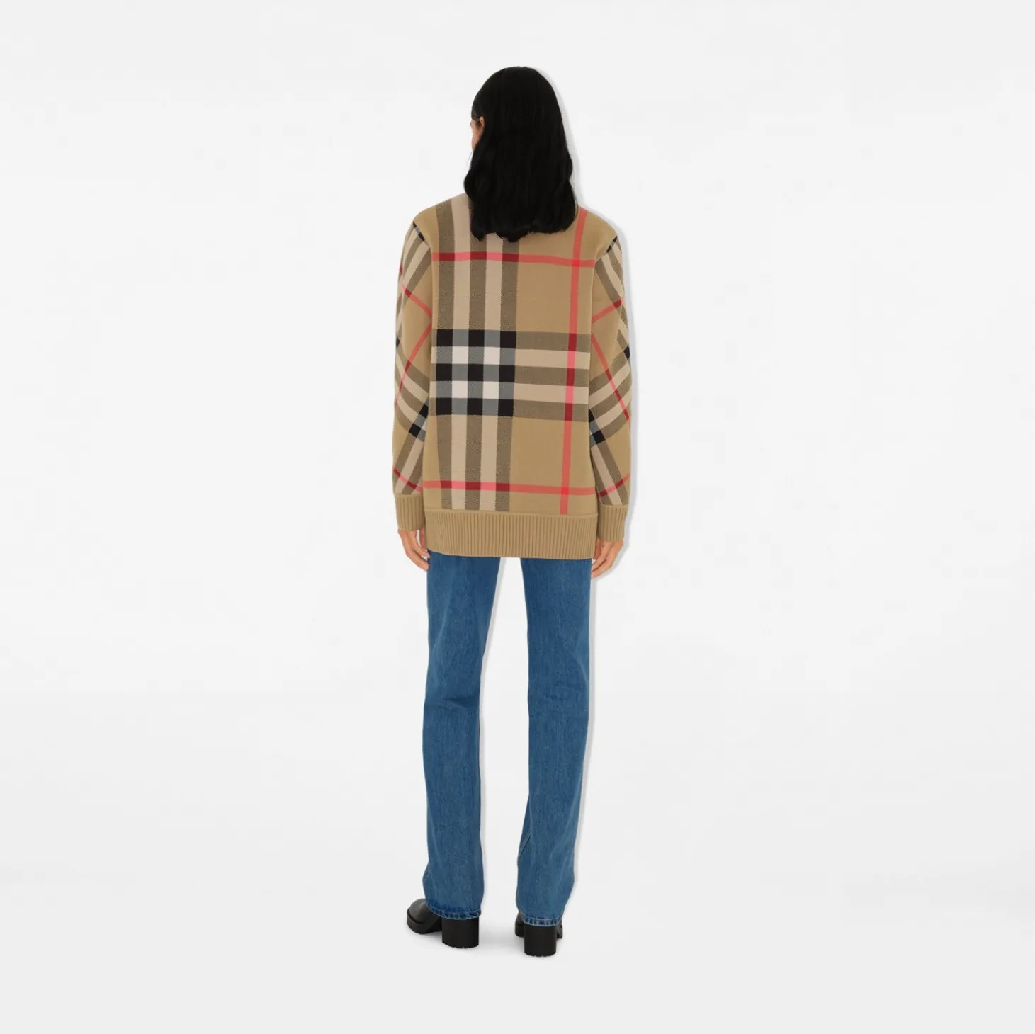 Check Wool Blend Cardigan