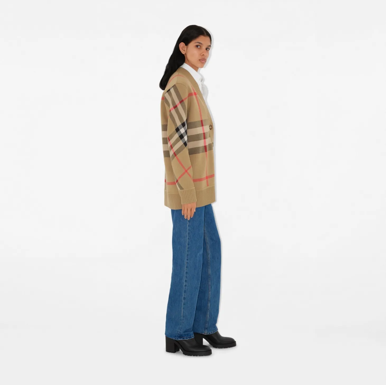 Check Wool Blend Cardigan