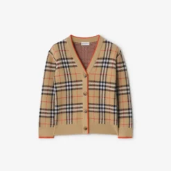 Check Wool Cardigan