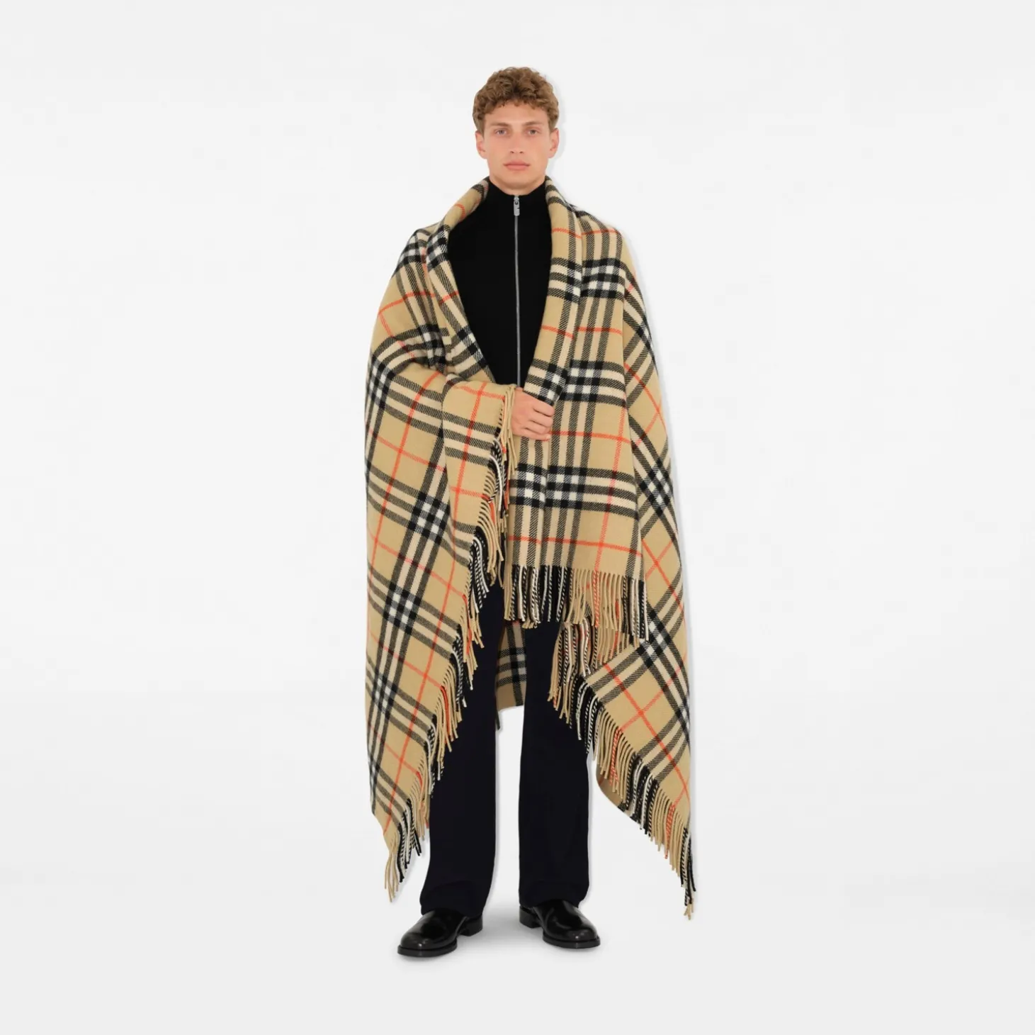 Check Wool Cashmere Blanket