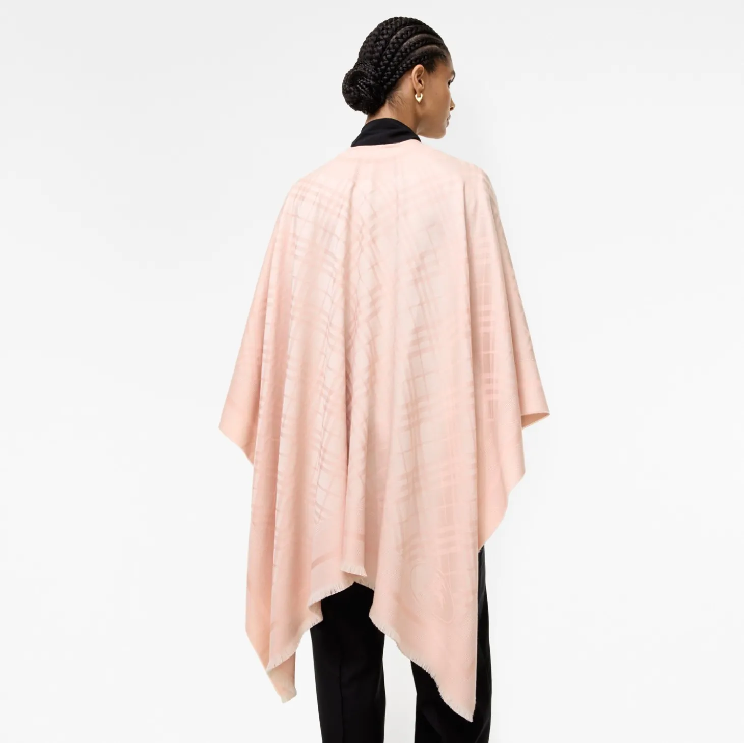 Check Wool Cashmere Cape