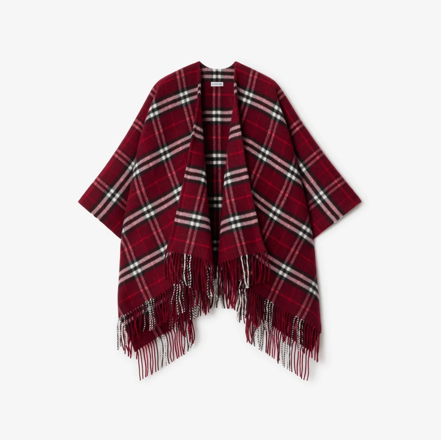 Check Wool Cashmere Cape