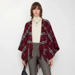 Check Wool Cashmere Cape