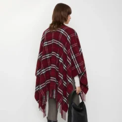 Check Wool Cashmere Cape