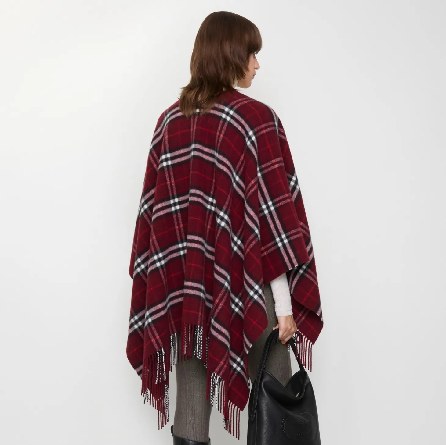 Check Wool Cashmere Cape