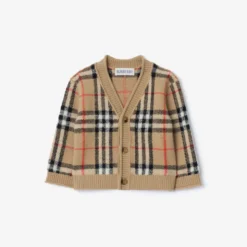 Check Wool Cashmere Cardigan