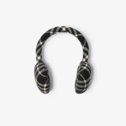 Check Wool Cashmere Earmuffs