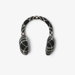 Check Wool Cashmere Earmuffs