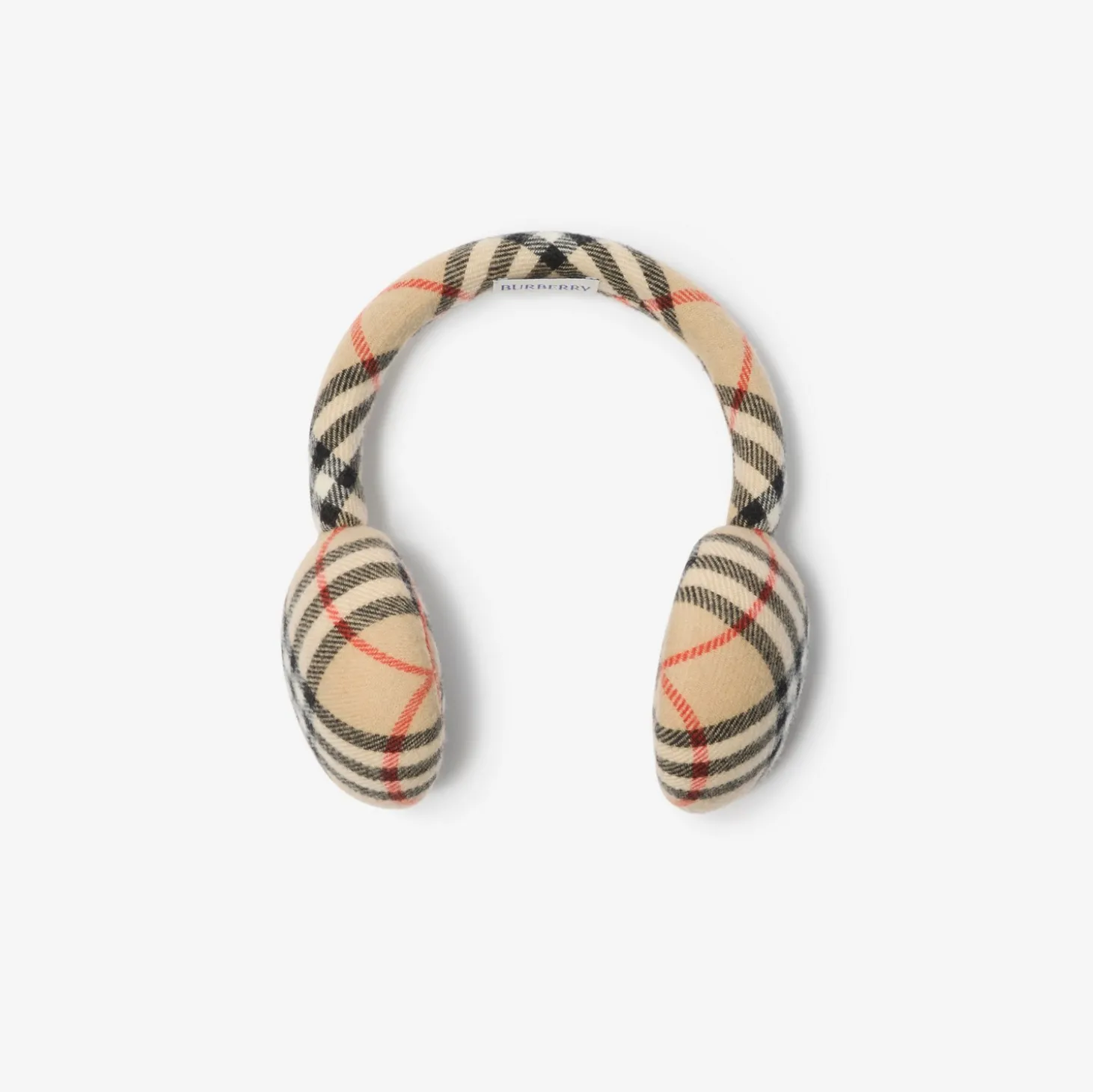 Check Wool Cashmere Earmuffs