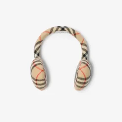 Check Wool Cashmere Earmuffs