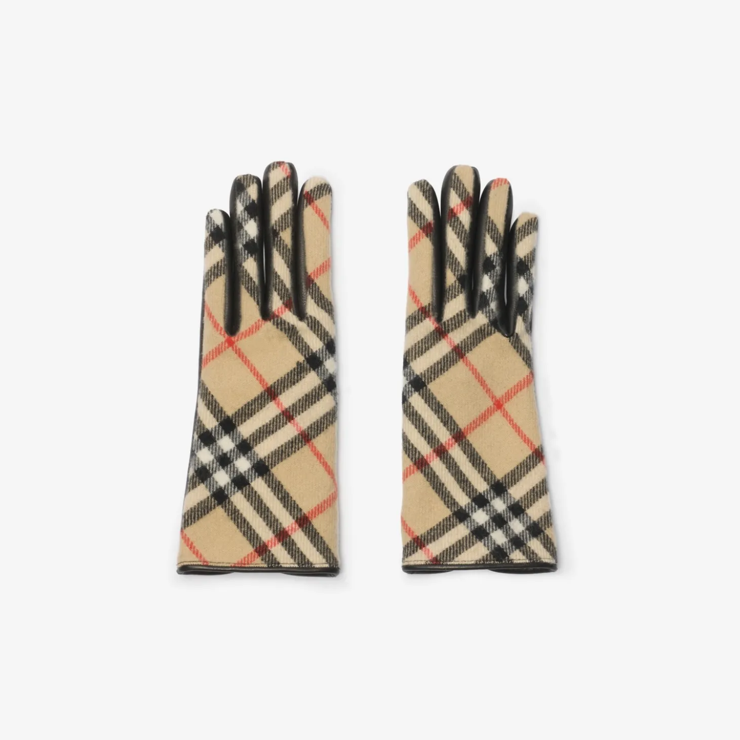 Check Wool Cashmere Gloves