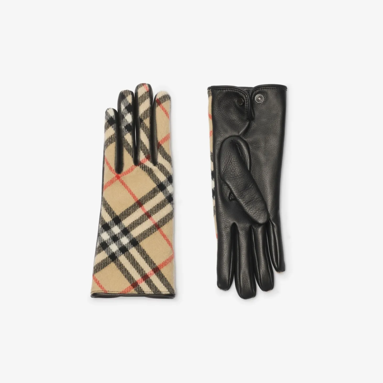 Check Wool Cashmere Gloves