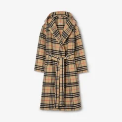Check Wool Cashmere Robe