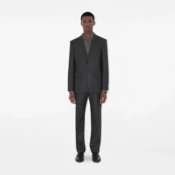Check Wool Cashmere Tailored Trousers