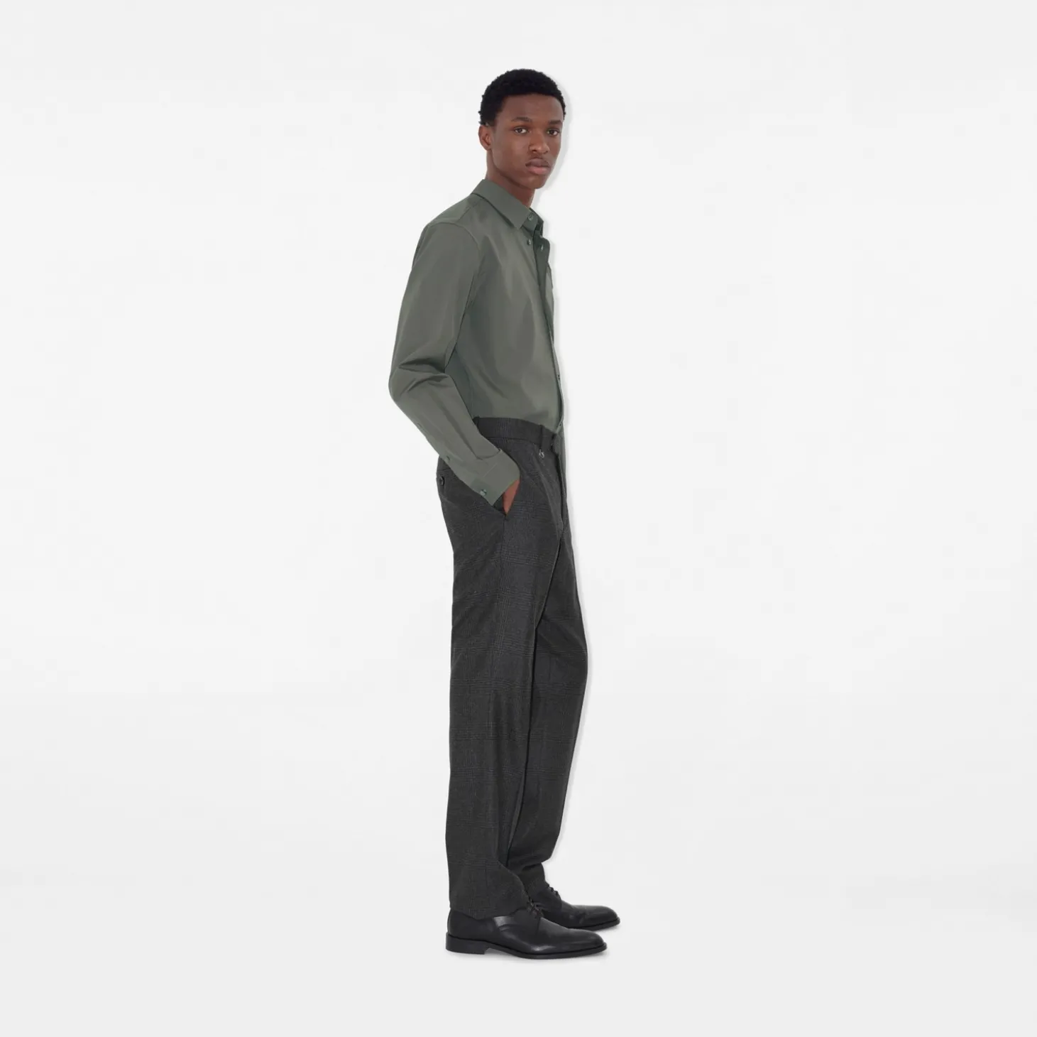 Check Wool Cashmere Tailored Trousers