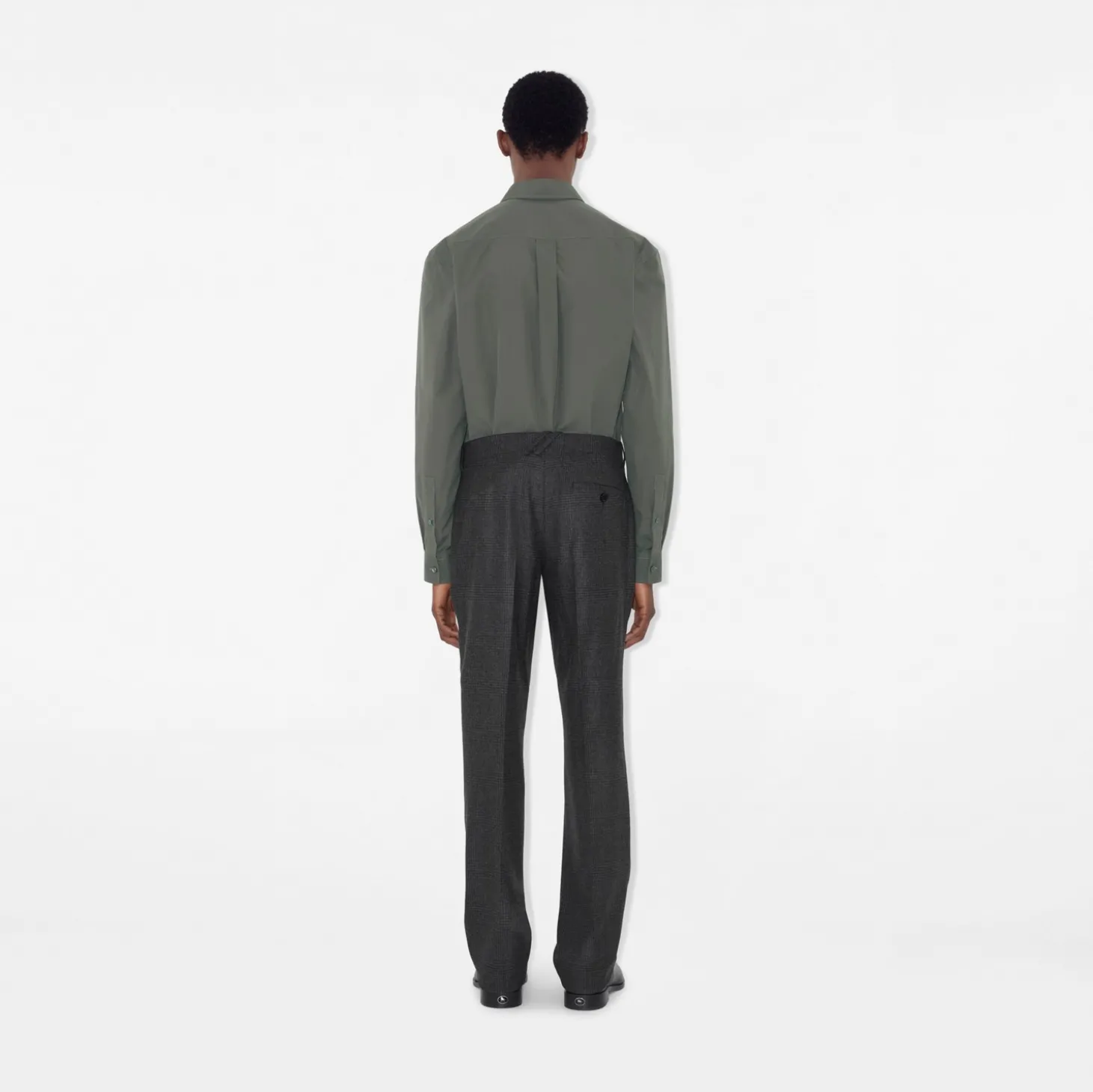 Check Wool Cashmere Tailored Trousers