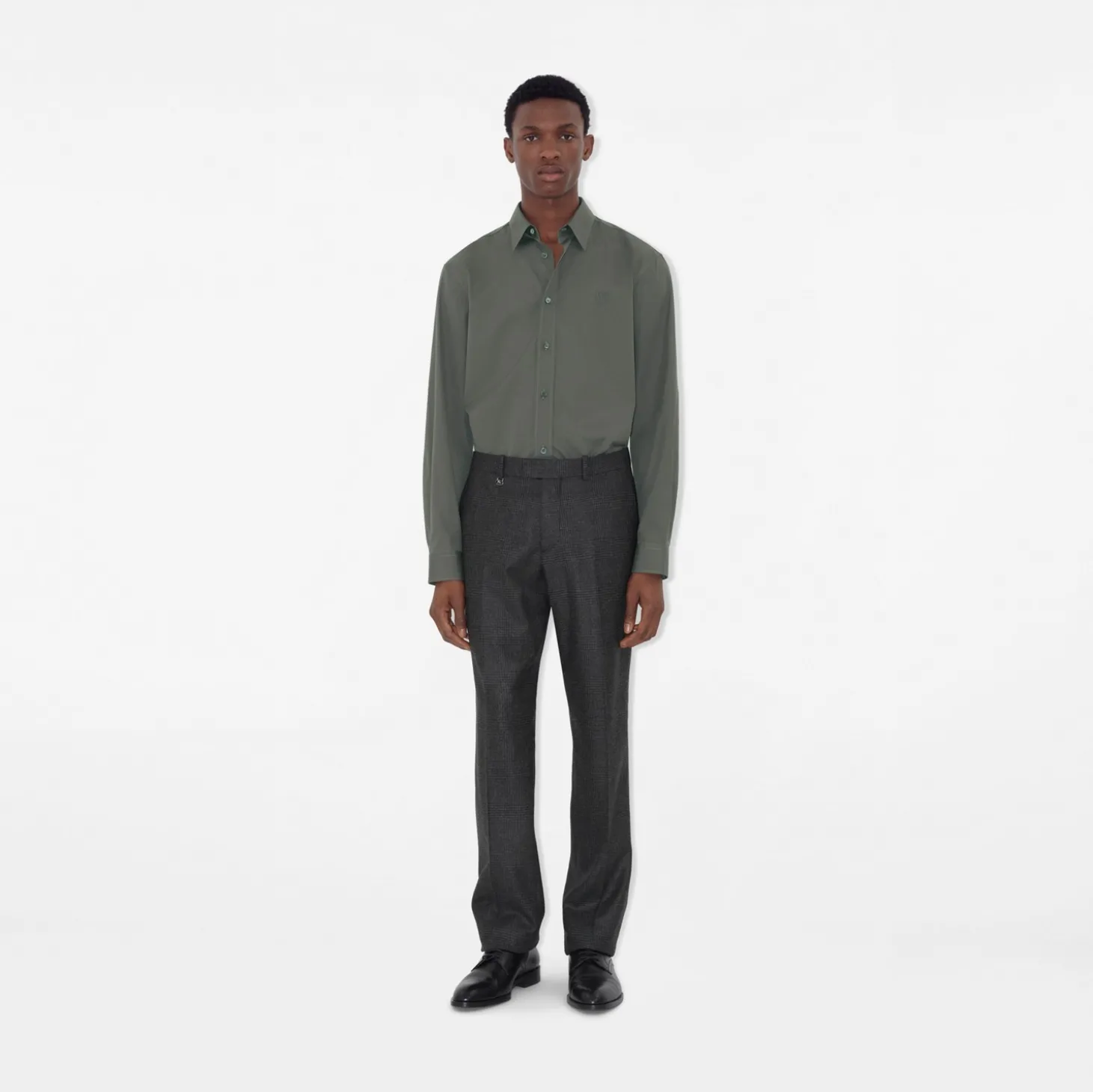 Check Wool Cashmere Tailored Trousers