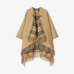 Check Wool Clip Cape