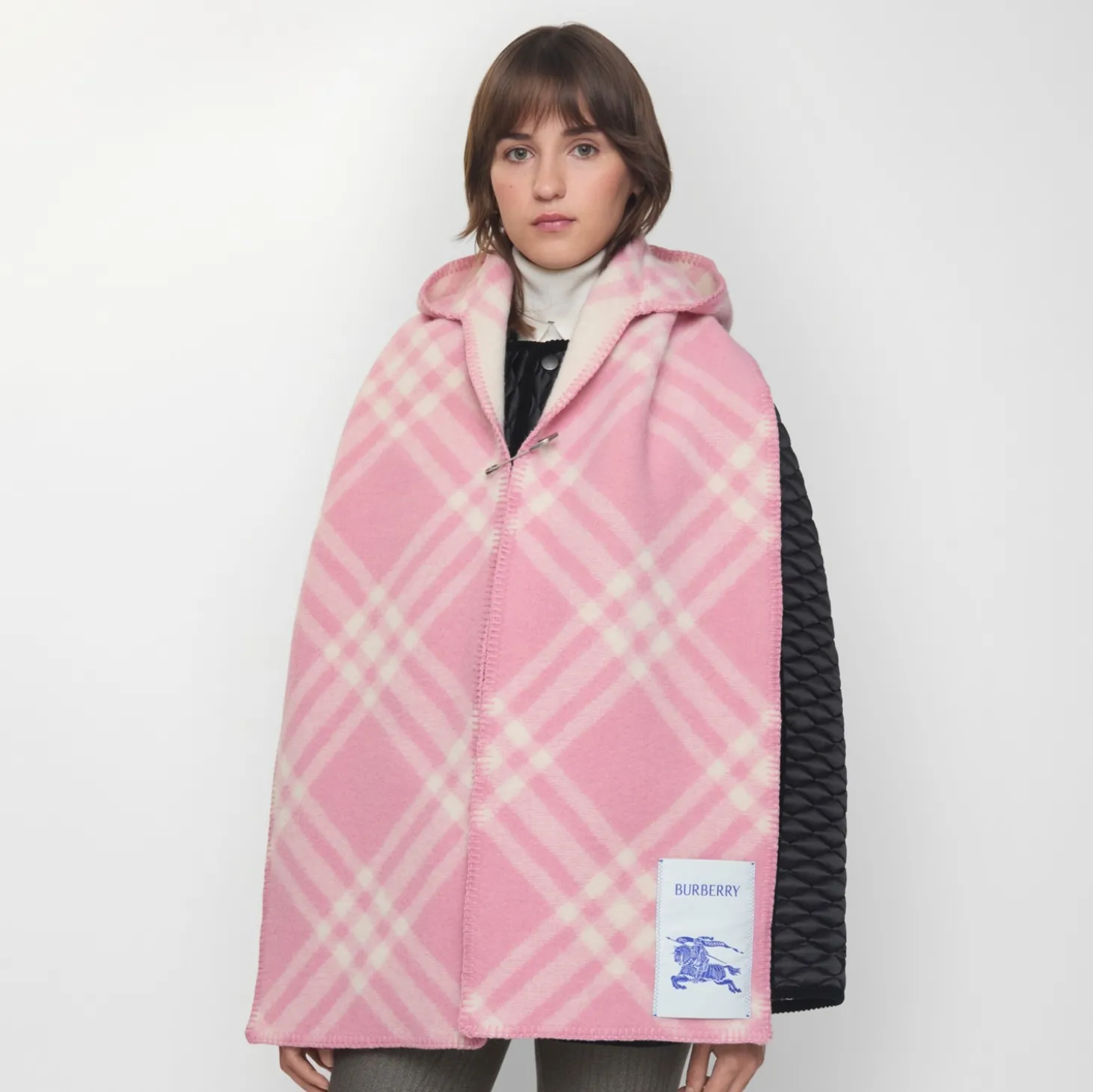 Check Wool Hooded Scarf