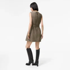 Check Wool Linen Blend Dress
