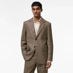 Check Wool Linen Blend Sloane Tailored Jacket