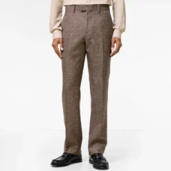 Check Wool Linen Blend Sloane Tailored Trousers
