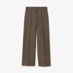 Check Wool Linen Blend Tailored Trousers