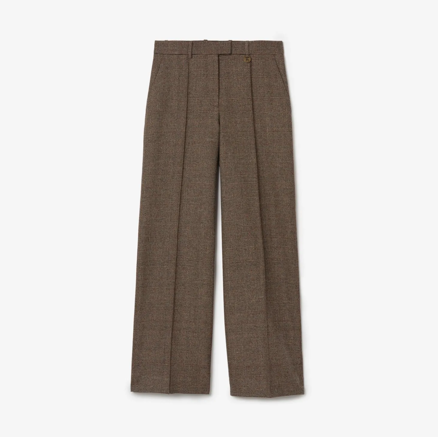 Check Wool Linen Blend Tailored Trousers