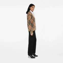 Check Wool Mohair Blend Cardigan