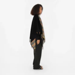 Check Wool Reversible Cape