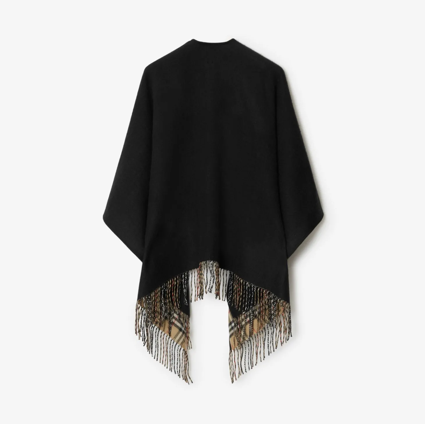 Check Wool Reversible Cape