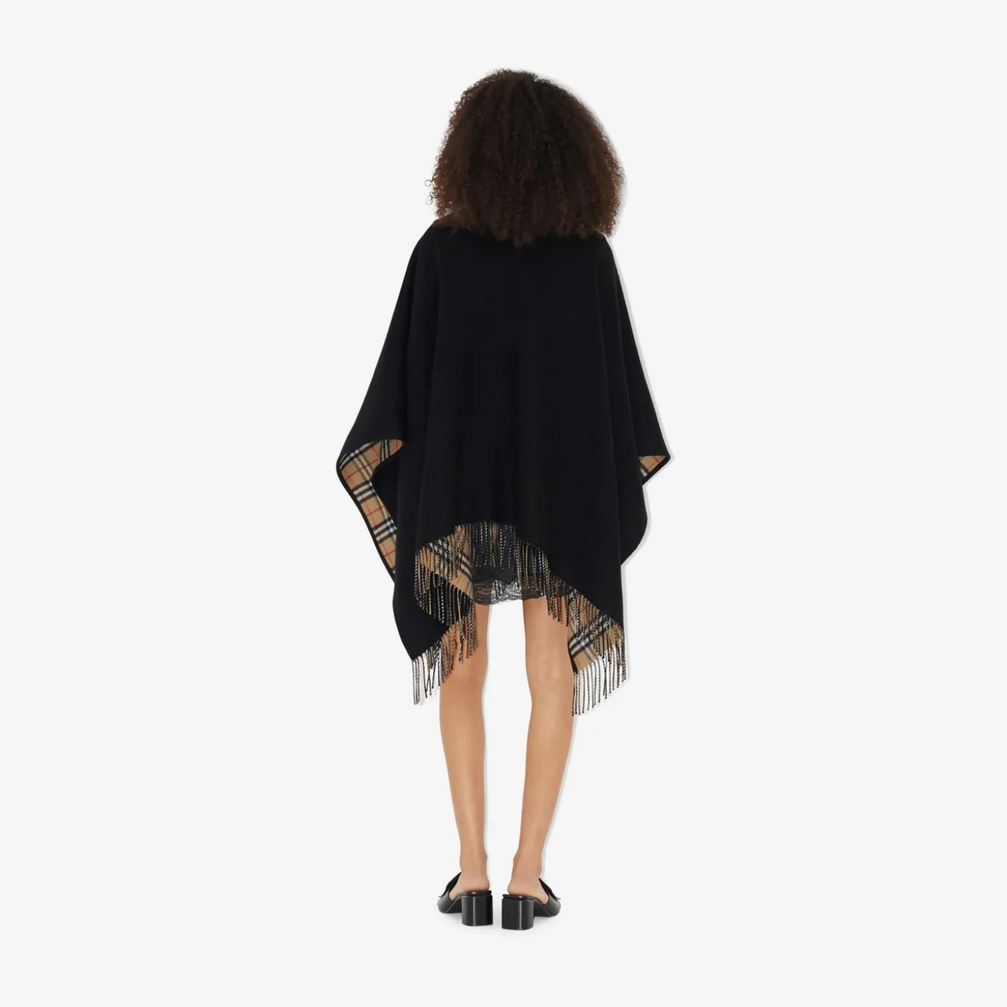 Check Wool Reversible Cape