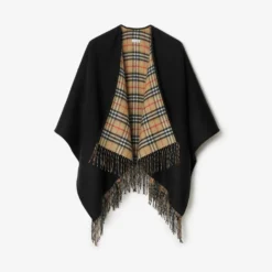 Check Wool Reversible Cape