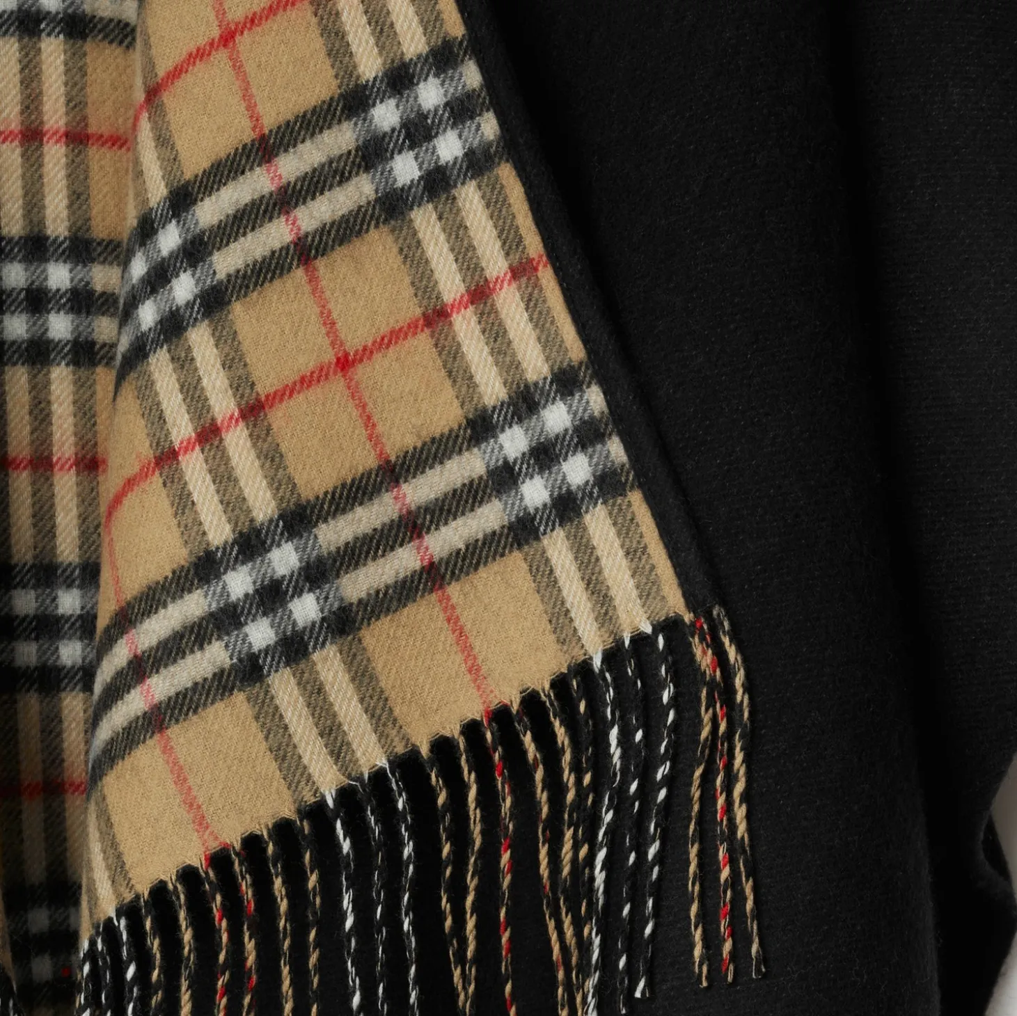 Check Wool Reversible Cape