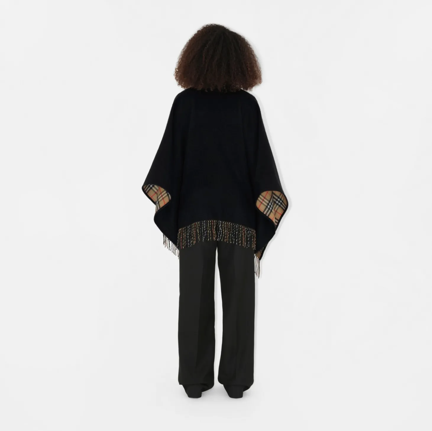 Check Wool Reversible Cape